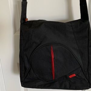 Black and red shoulder bag